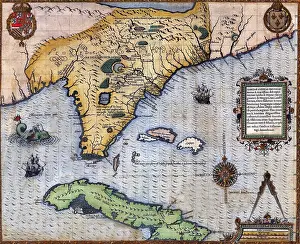 Moyne: 1591, exploration era map of Florida and ?