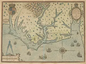 Roanoke: A 1595 map of the coast of Virginia and present-day