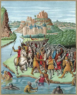 Spears: 15th century French representation of battle between