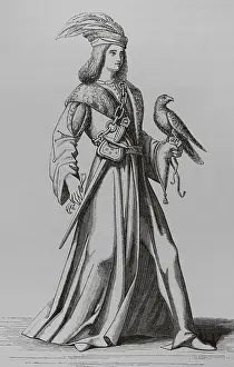 Historiques: A 15th century noble of Provence. Engraving