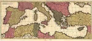 Lybia: 1695 map of the Mediterranean Sea and coastal ?