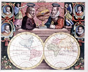 Hemispheres: 16th / 17th Century Map of the World Hemispheres