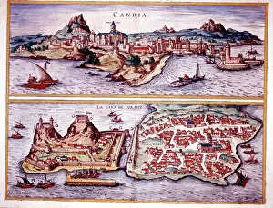 Candia: 16th / 17th century view of Crete - Corfu