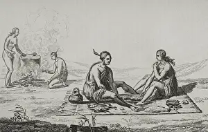 Amerindian: 16th century French expedition. Florida. Seminoles Indians