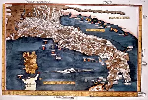 Waldseemuller: 16th century Map of Italy and Corsica