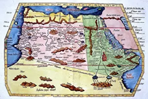 Libia: 16th century Map of Libya based on 2nd century Ptolemy Map