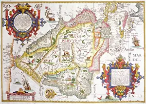 Linschoten: 16th century Map of South America