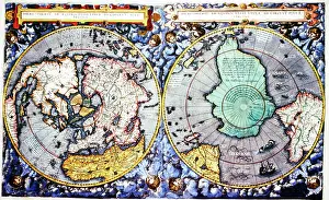 Hemispheres: 16th century Map of the World Hemispheres
