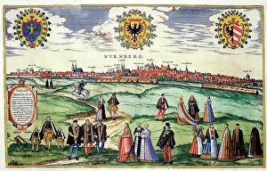 Totius: 16th century panoramic city view of Nuremberg, Germany