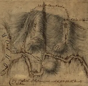 Monongahela: 1755 map of the Forks of the Ohio, where the