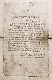 Catchers: 1776 advertisement for the return of a runaway ?