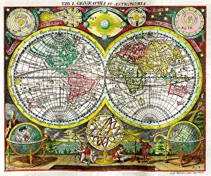 Geographia: 17th century double hemisphere Map of the World