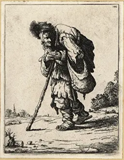 Cripple: 17th century Dutch disabled beggar in rags, with