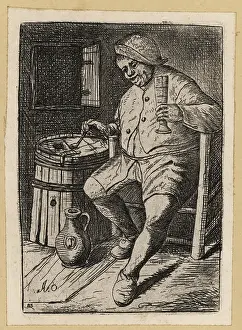 Master Painter: 17th century Dutch peasant man drinking and smoking