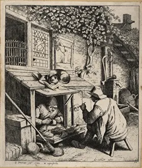 Master Painter: 17th century Dutch shoemaker in a small shop in