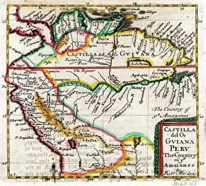 Morden: 17th century Map of the Amazon, South America