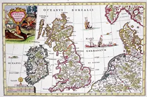 Hibernia: 17th century Map of Anglia, Scotiia, Hibernia, Great Britain