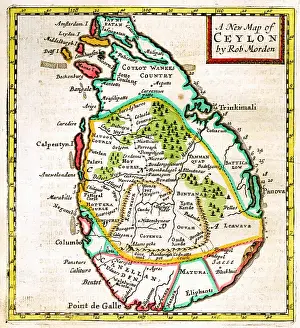 Morden: 17th century Map of Ceylon (Sri Lanka)