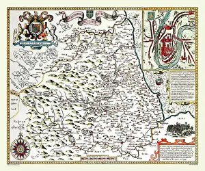 Speede: 17th Century map of the County of Durham, England