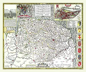 1611: 17th Century map of the County of Norfolk, England