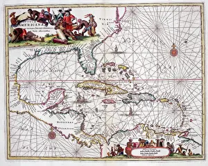 Montanus: 17th century Map of the Gulf of Mexico