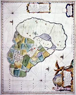 Hven: 17th century Map of the Island of Hven, Denmark