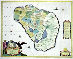 Hven: 17th century Map of the Island of Hven, Denmark