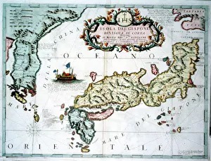 Coronelli: 17th century Map of Japan and Korea