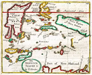Moluccas: 17th century Map of the Moluccas, Indonesia