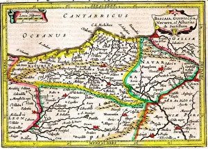 Santillana: 17th century Map of North Eastern Spain