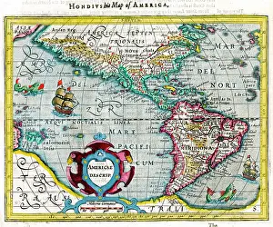 Purchas: 17th century Map of North and South America