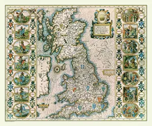 1611: 17th Century map of the Saxon Heptarchy, Great Britain