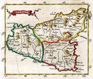 Morden: 17th century Map of Sicily, Italy