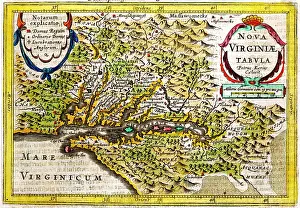 Tabula: 17th century Map of Virginia, America