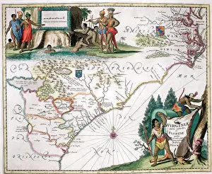 Montanus: 17th century Map of Virginia to Florida, East Coast America