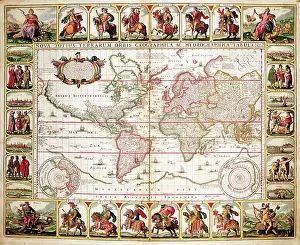 Piscator: 17th century Map of the World - 12 Caesars Map