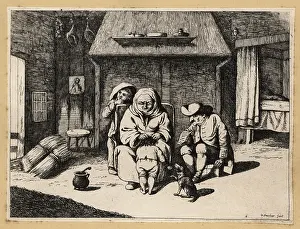 Hovel: 17th century peasant family in a rustic interior