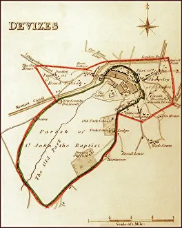 Kennet: 1832 Victorian Map of Devizes