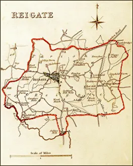 Boroughs: 1832 Victorian Map of Reigate