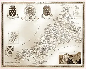 Bodmin: 1840s Victorian Map of Cornwall