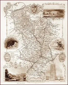 Bakewell: 1840s Victorian Map of Derbyshire