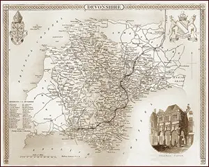 Teignmouth: 1840s Victorian Map of Devon