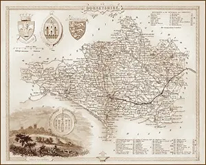 Corfe: 1840s Victorian Map of Dorset