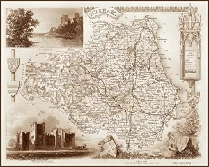 Barnard: 1840s Victorian Map of Durham