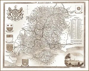 Petersfield: 1840s Victorian Map of Hampshire