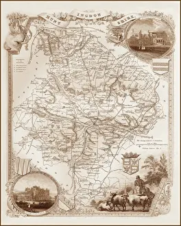 Kimbolton: 1840s Victorian Map of Huntingdonshire