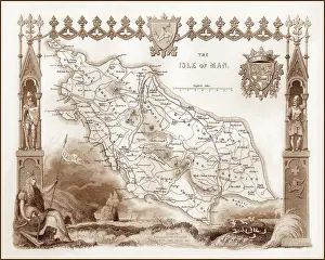 Margin: 1840s Victorian Map of Isle Of Man