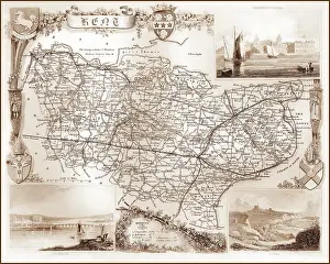 Romney: 1840s Victorian Map of Kent