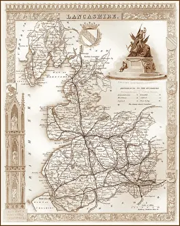 Lancs: 1840s Victorian Map of Lancashire