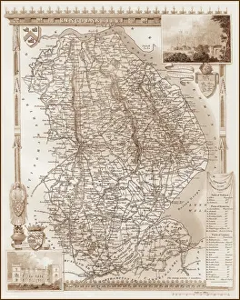 Lincs: 1840s Victorian Map of Lincolnshire